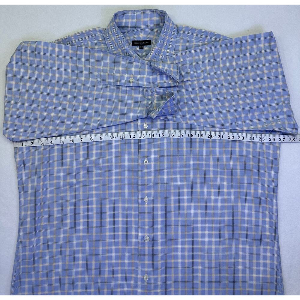 Robert Talbott Blue Plaid Dress Shirt French Cuffs Size XL (17/34) - Picture 10 of 11